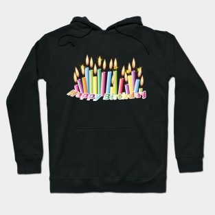 Rainbow birthday candles with happy birthday Hoodie